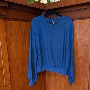 Free People Vibrant Oversized Blue Knit Pullover
